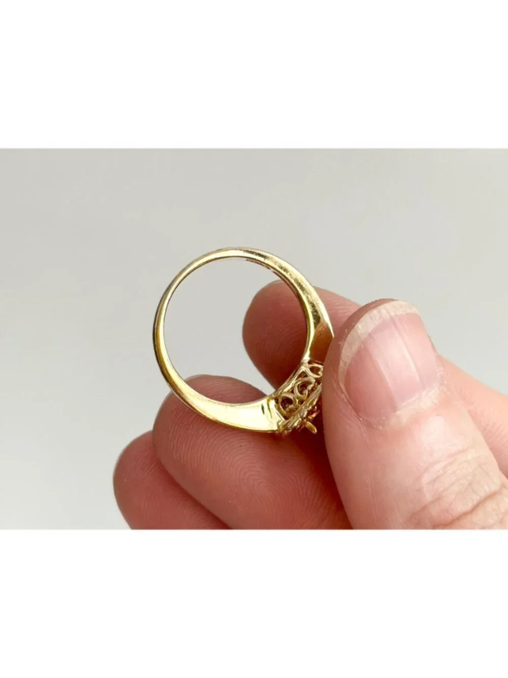 Gold Overlay Citrine Gemstone Solitaire Sterling Silver 925 Vintage Ring - sz 7